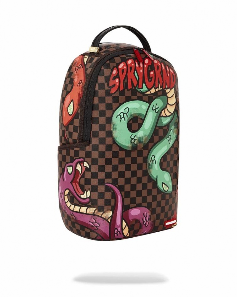 Multicolor Men's Sprayground Snakes On A Bag Backpacks | MPJT65491