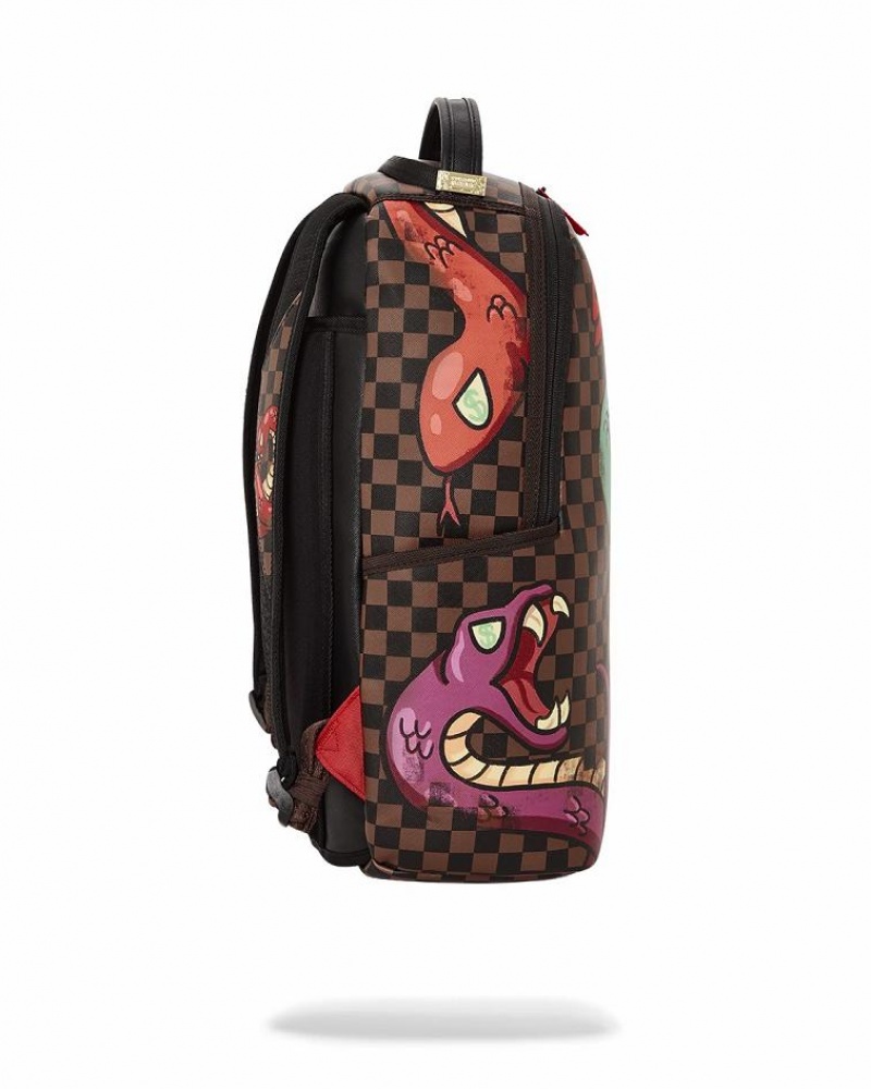 Multicolor Men's Sprayground Snakes On A Bag Backpacks | MPJT65491