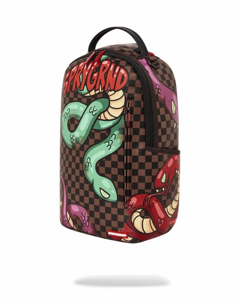 Multicolor Men's Sprayground Snakes On A Bag Backpacks | MPJT65491