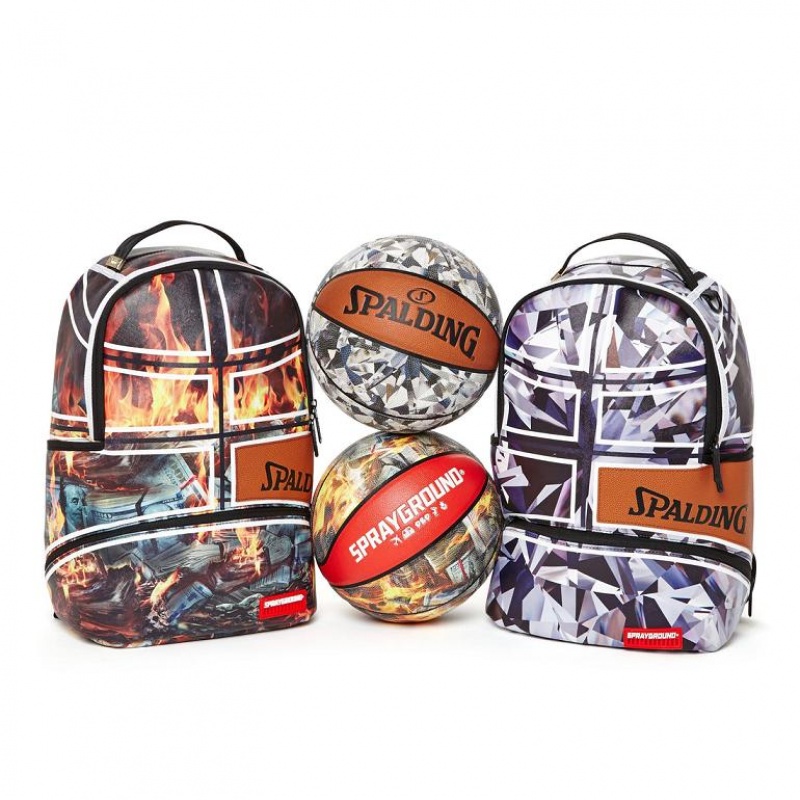 Multicolor Men's Sprayground Spalding X Backpacks | GADC71043