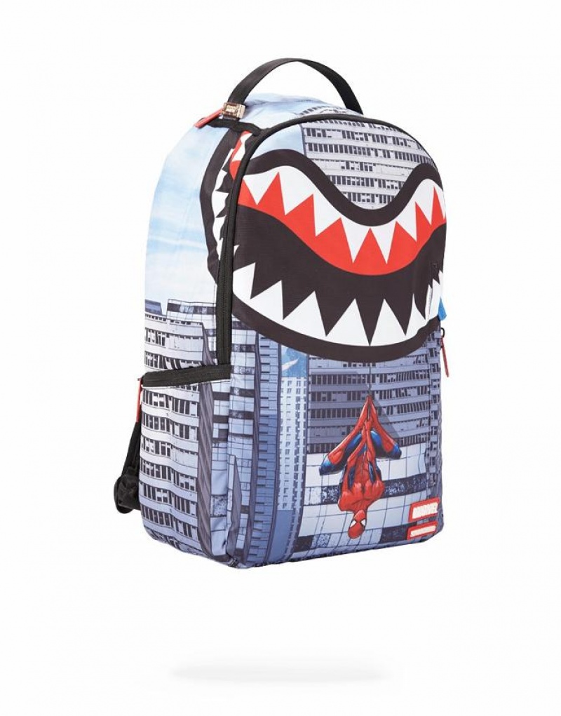 Multicolor Men's Sprayground Spiderman Upside Backpacks | HAFS91570