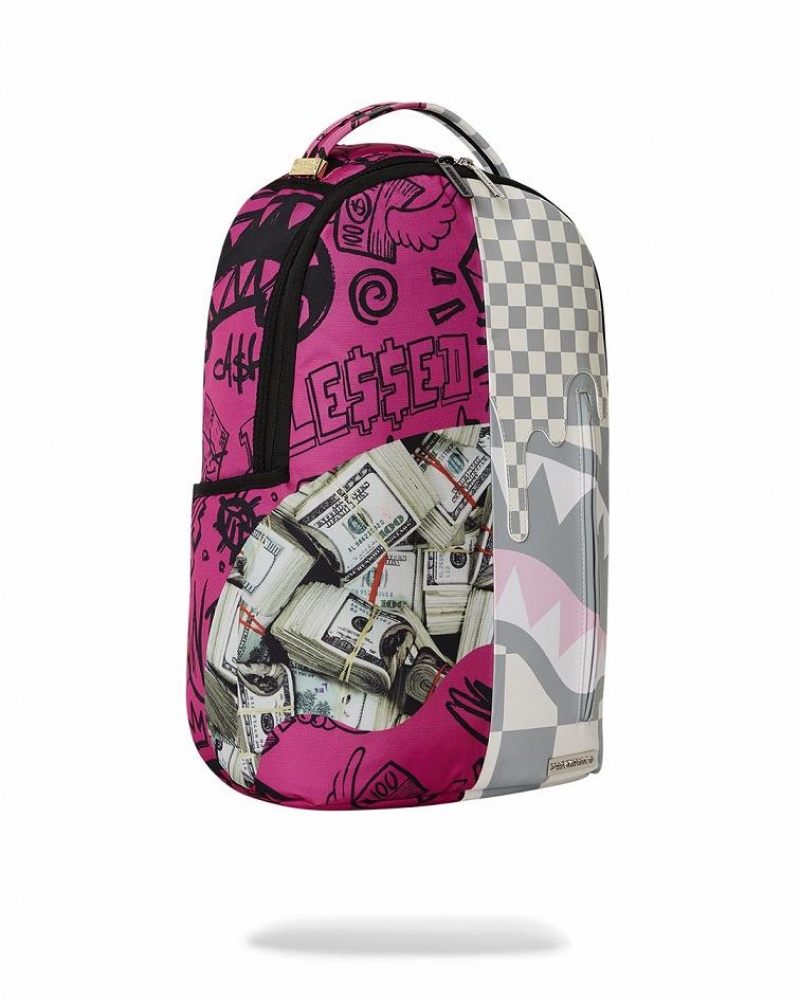 Multicolor Men's Sprayground Split Money Blessings Backpacks | PSRQ62407