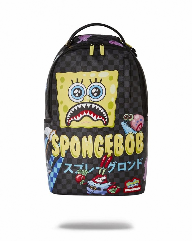 Multicolor Men\'s Sprayground Spongebob Anime Backpacks | XVOW58641