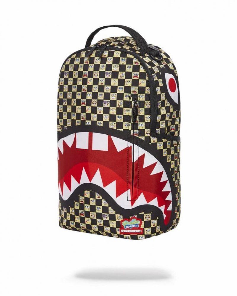 Multicolor Men's Sprayground Spongebob Checkered Backpacks | PSCB46785