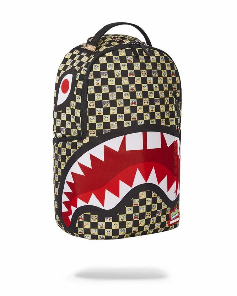 Multicolor Men's Sprayground Spongebob Checkered Backpacks | PSCB46785