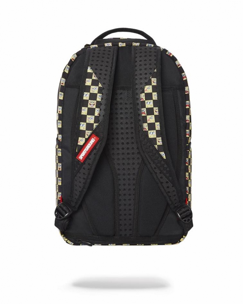 Multicolor Men's Sprayground Spongebob Checkered Backpacks | PSCB46785