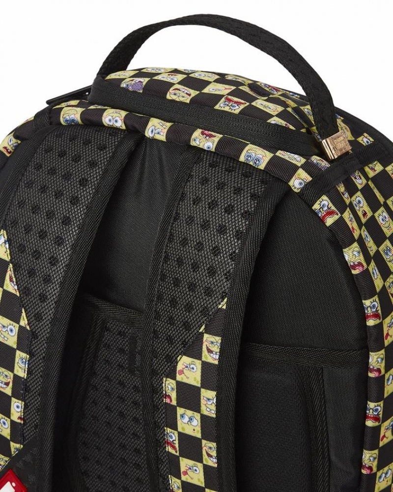 Multicolor Men's Sprayground Spongebob Checkered Backpacks | PSCB46785