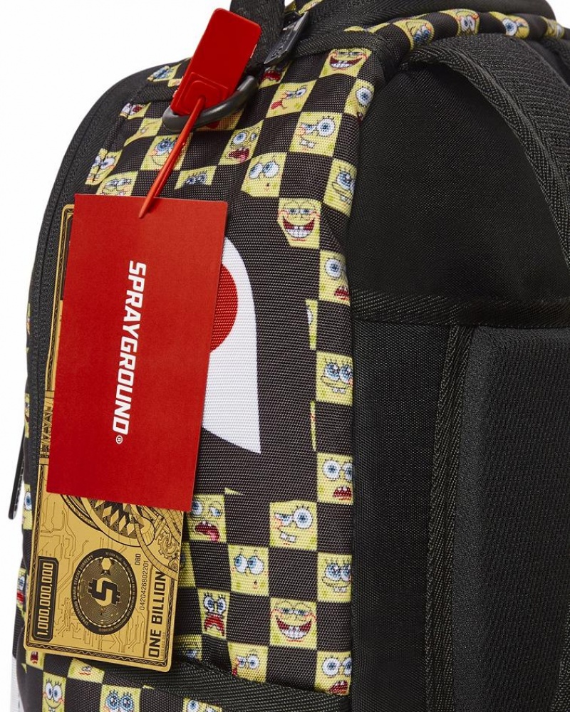 Multicolor Men's Sprayground Spongebob Checkered Backpacks | PSCB46785