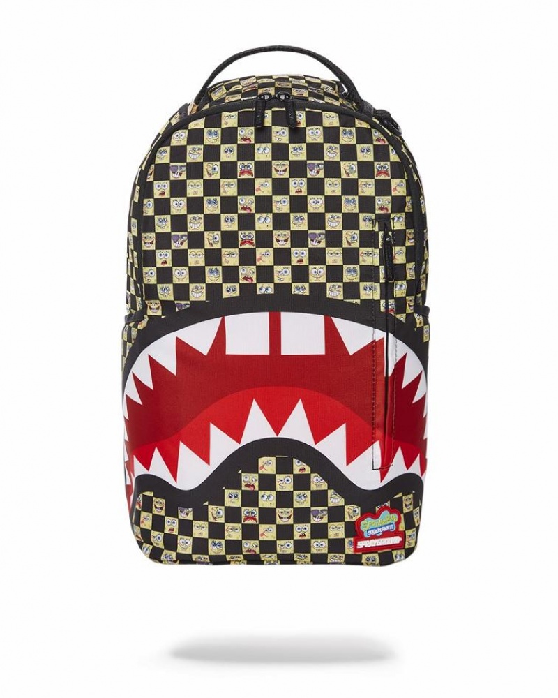 Multicolor Men\'s Sprayground Spongebob Checkered Backpacks | PSCB46785