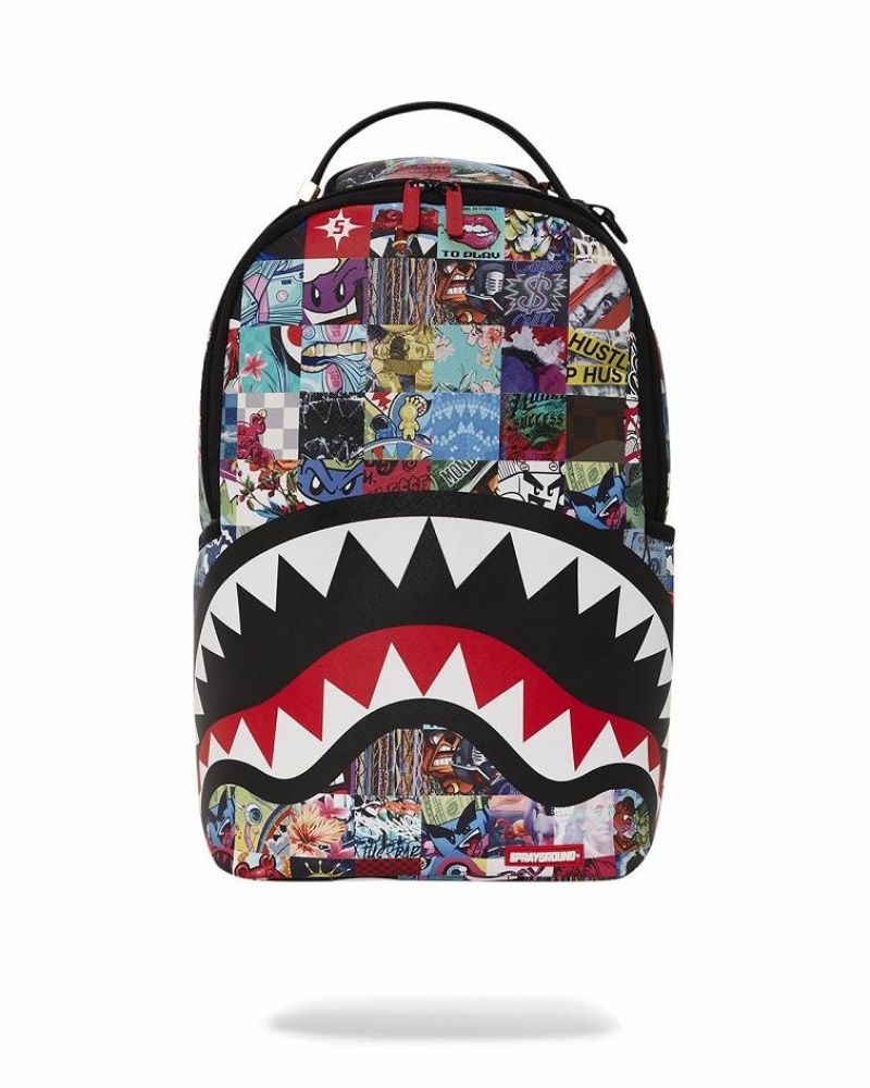 Multicolor Men\'s Sprayground Sprayworld Backpacks | CQYH04189