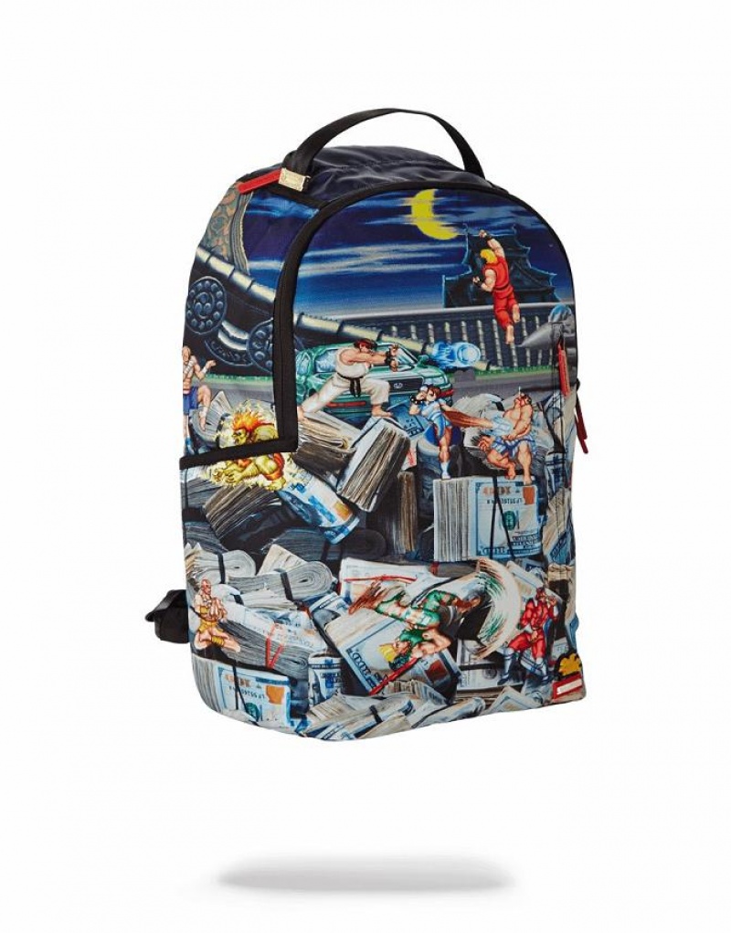 Multicolor Men's Sprayground Street Fighter Backpacks | EHBO85043