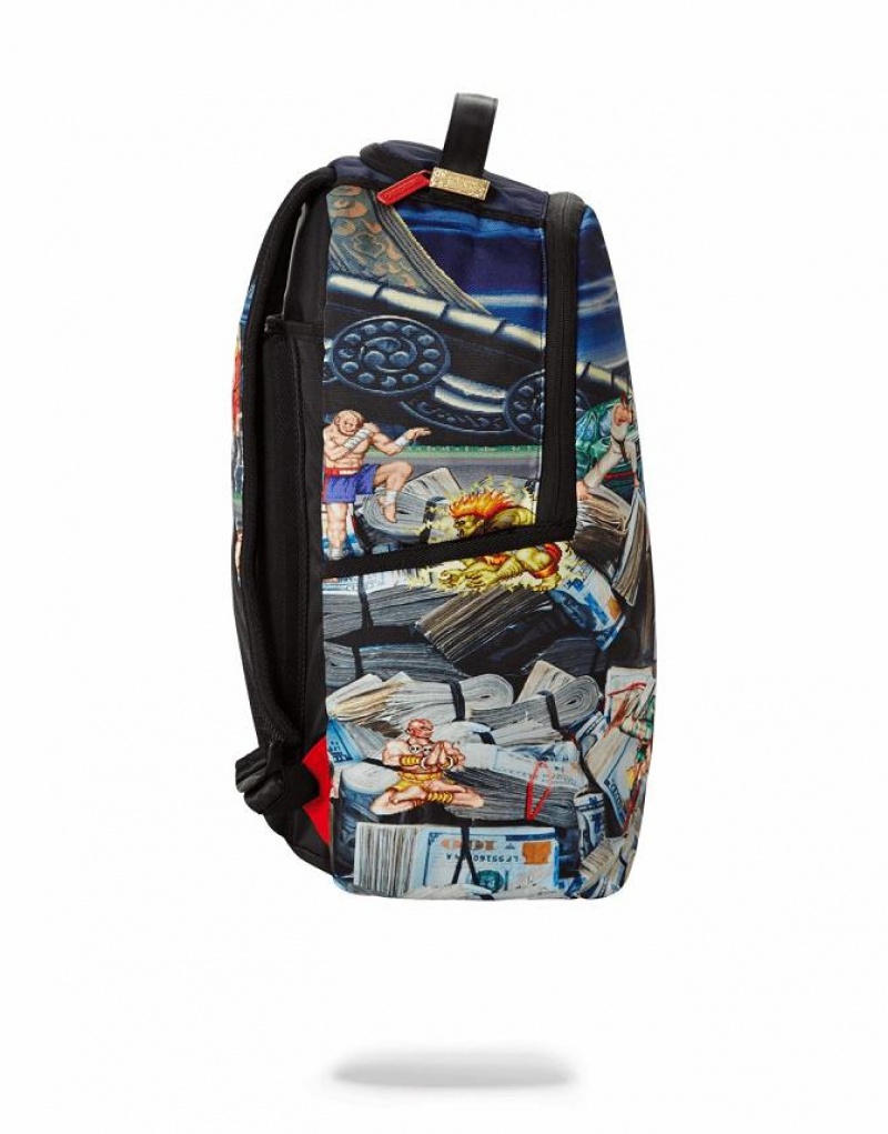 Multicolor Men's Sprayground Street Fighter Backpacks | EHBO85043