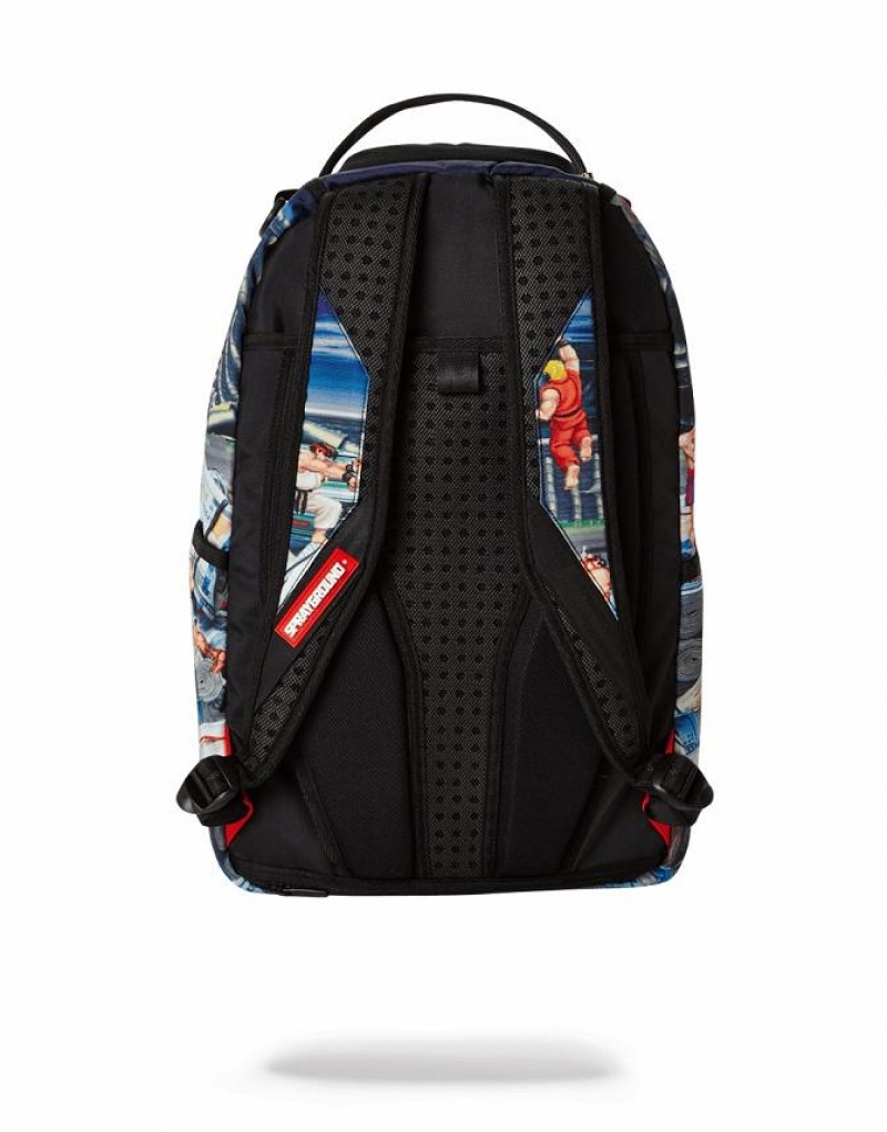 Multicolor Men's Sprayground Street Fighter Backpacks | EHBO85043