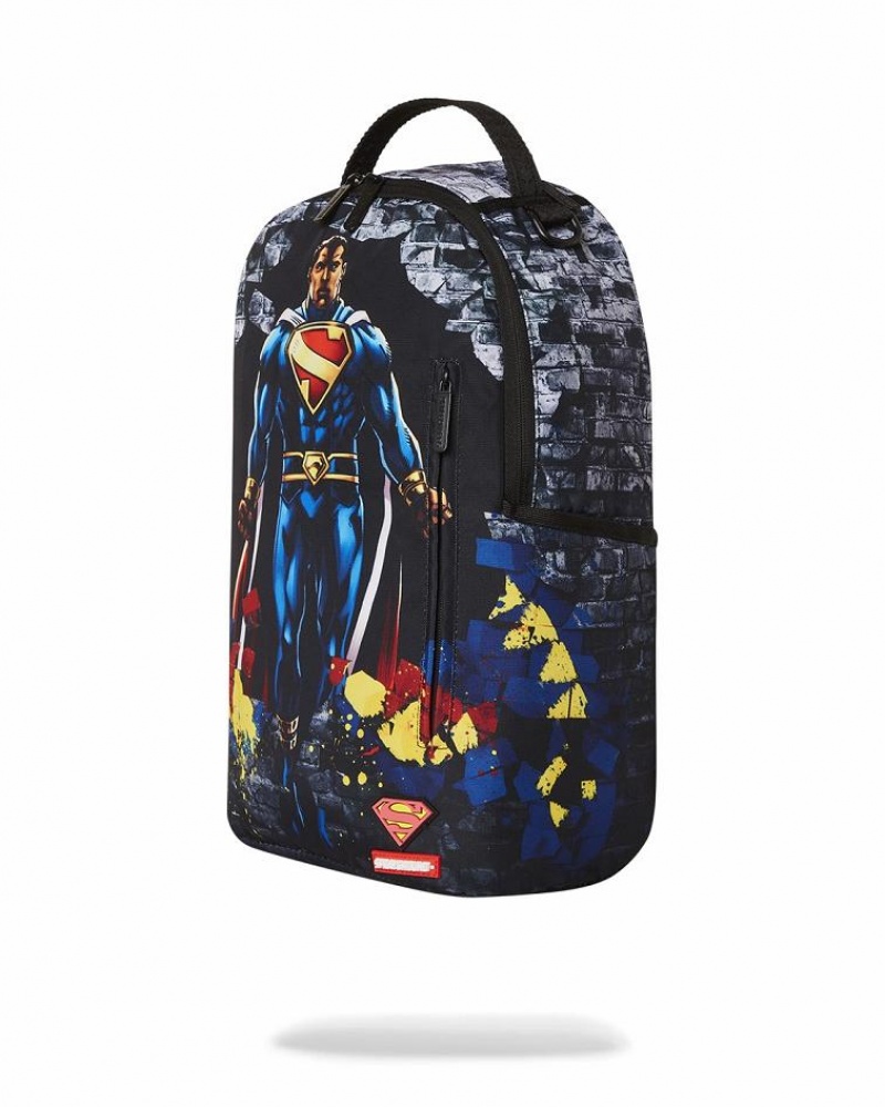 Multicolor Men's Sprayground Superman No Stopping Me Backpacks | FQYA86305