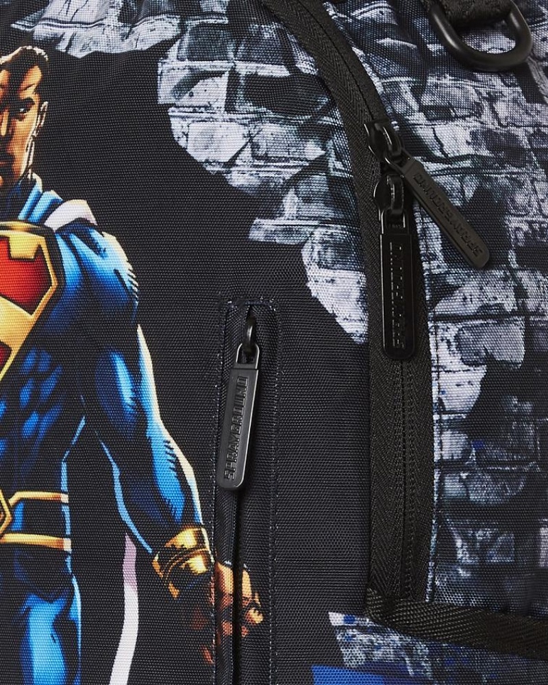 Multicolor Men's Sprayground Superman No Stopping Me Backpacks | FQYA86305