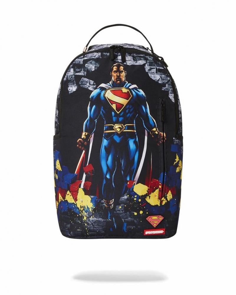 Multicolor Men\'s Sprayground Superman No Stopping Me Backpacks | FQYA86305