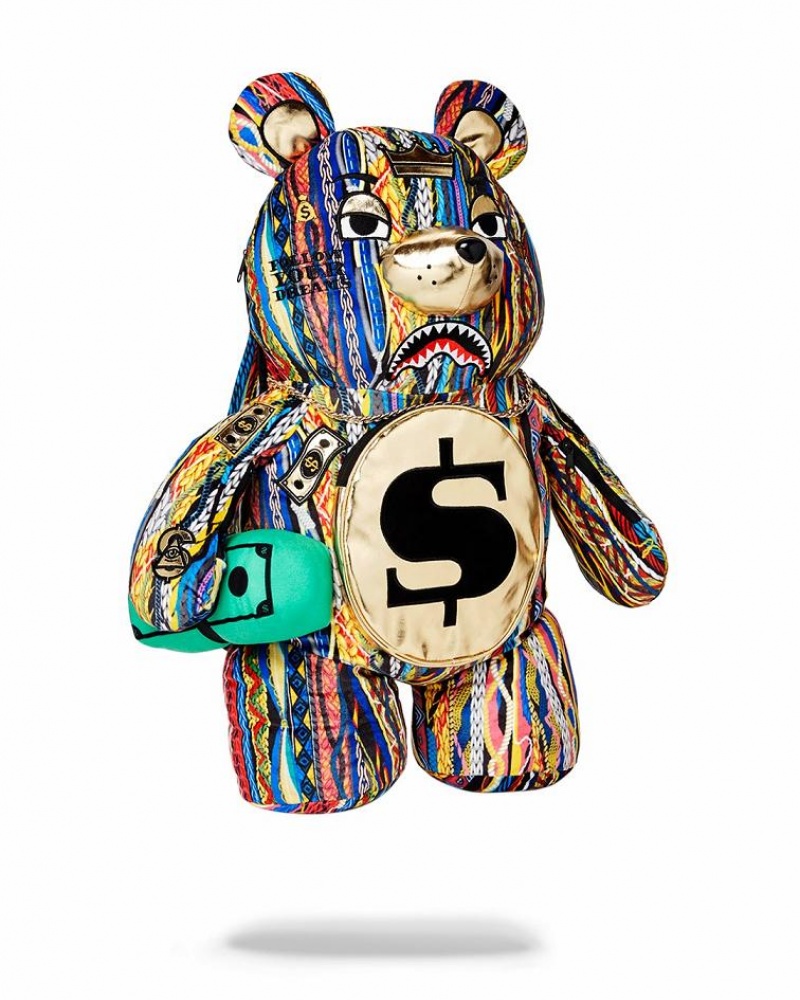 Multicolor Men's Sprayground Teddy Bear Backpacks | FMVI32461