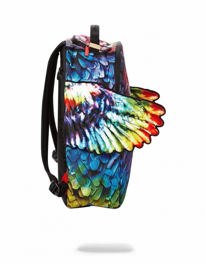 Multicolor Men's Sprayground Tie Dye Wings Backpacks | BNIA93521