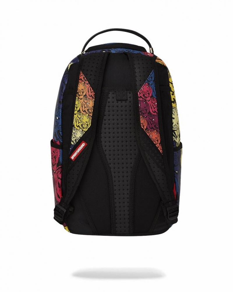 Multicolor Men's Sprayground Tiger Roar Backpacks | UEOJ93470