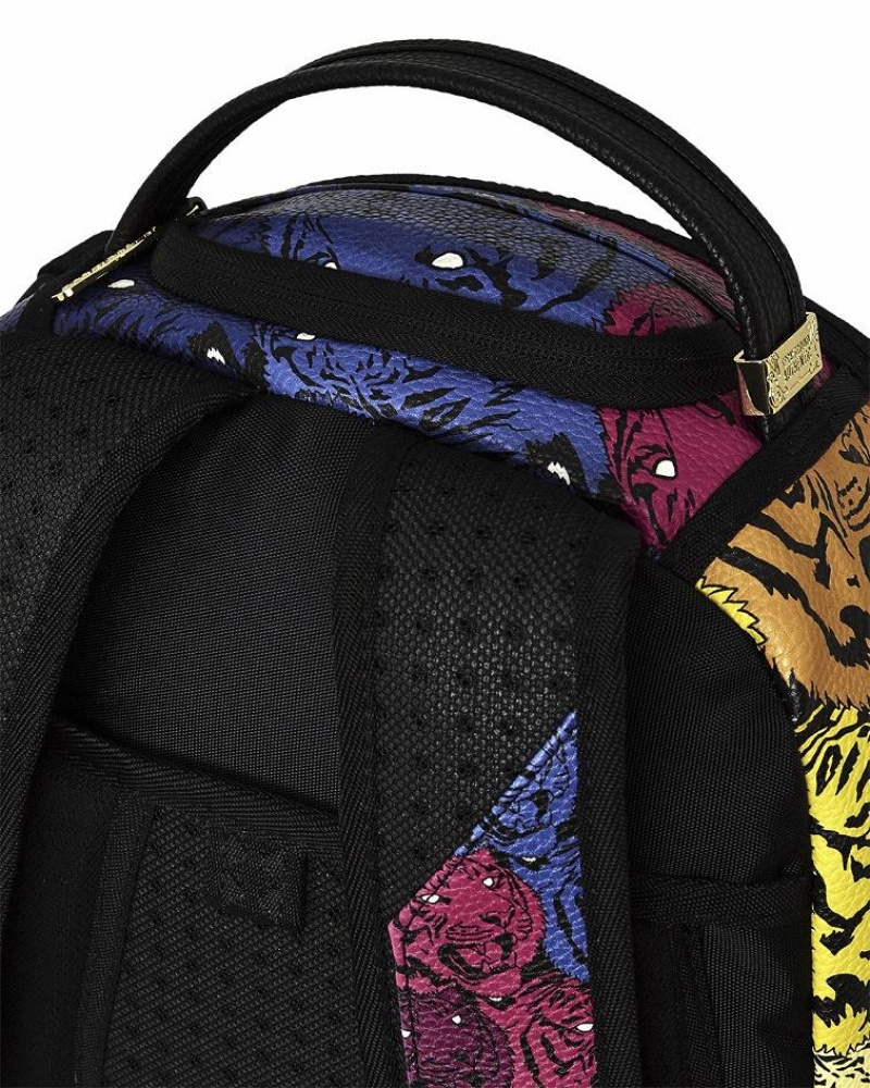 Multicolor Men's Sprayground Tiger Roar Backpacks | UEOJ93470