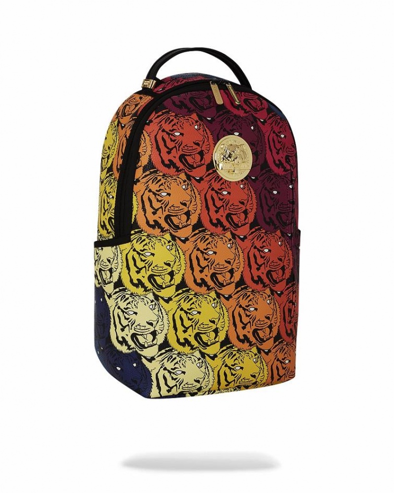 Multicolor Men's Sprayground Tiger Roar Backpacks | UEOJ93470