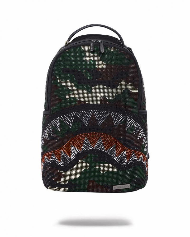 Multicolor Men\'s Sprayground Trinity Camo Backpacks | WCTU96108