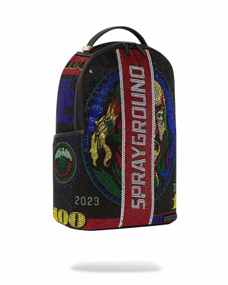 Multicolor Men's Sprayground Trinity Hundred Backpacks | RQZY64982