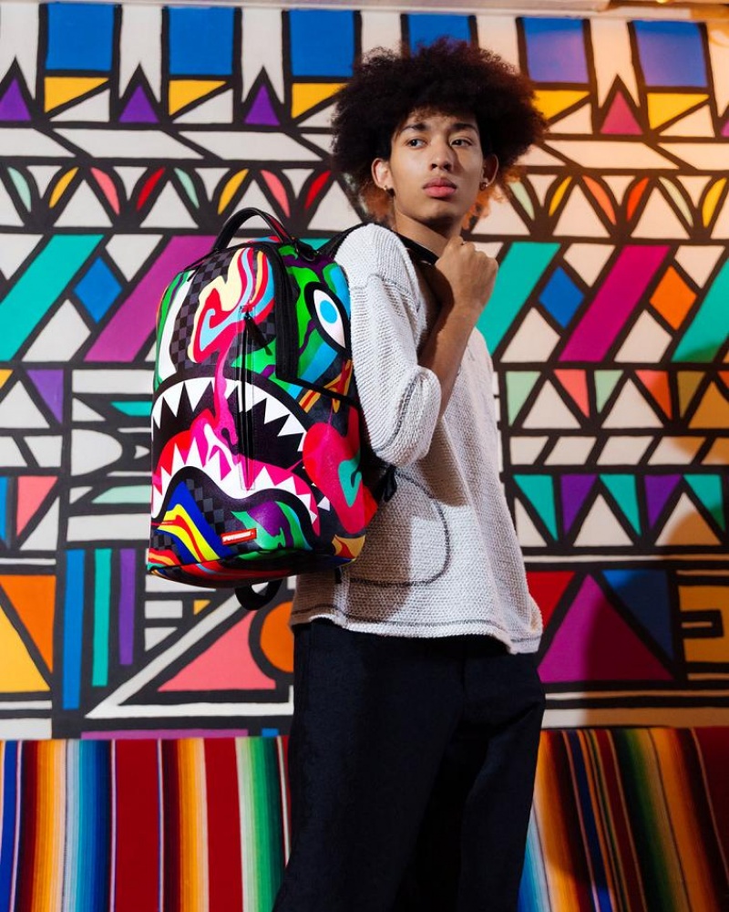 Multicolor Men's Sprayground Trippy Taffy Backpacks | XDUR50387