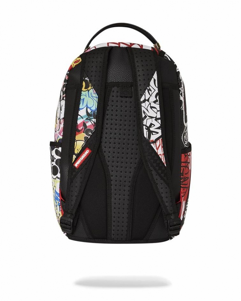 Multicolor Men's Sprayground Tri-split Graffiti Backpacks | MFWS17493