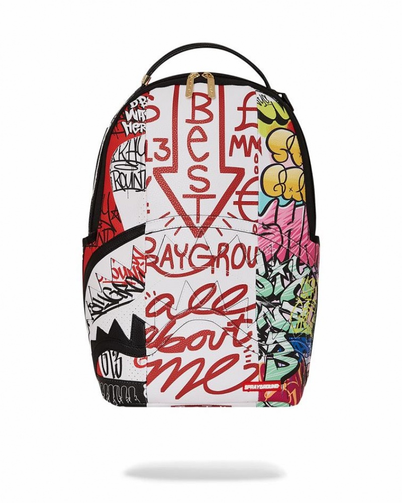 Multicolor Men\'s Sprayground Tri-split Graffiti Backpacks | MFWS17493