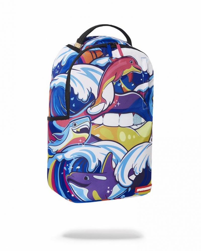 Multicolor Men's Sprayground Tsunami Lover Backpacks | HFPO25309