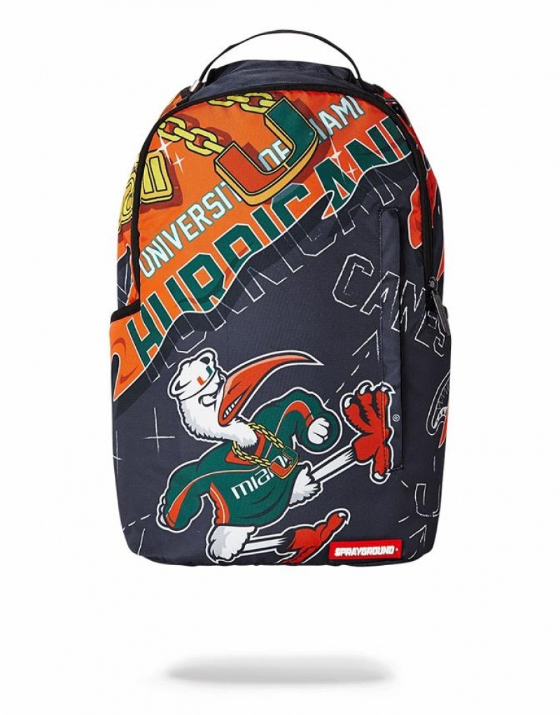 Multicolor Men\'s Sprayground University Of Miami Backpacks | LJAO35217