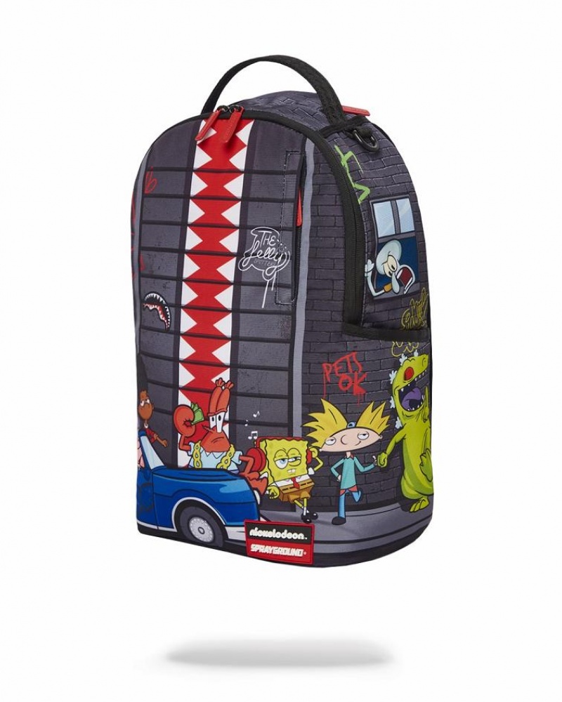 Multicolor Men's Sprayground Vertical Shark Backpacks | KHYF36547