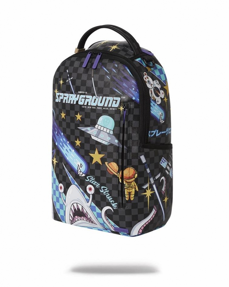 Multicolor Men's Sprayground Wtf Alien Invasion Backpacks | IPFO47315