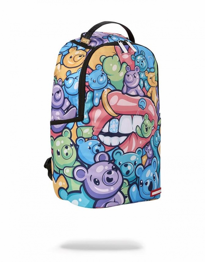 Multicolor Men's Sprayground Yummy Gummy Lips Backpacks | NEGV54297