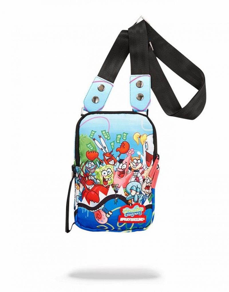 Multicolor Women\'s Sprayground Spongebob Shark Slings Bag | XYZL52843