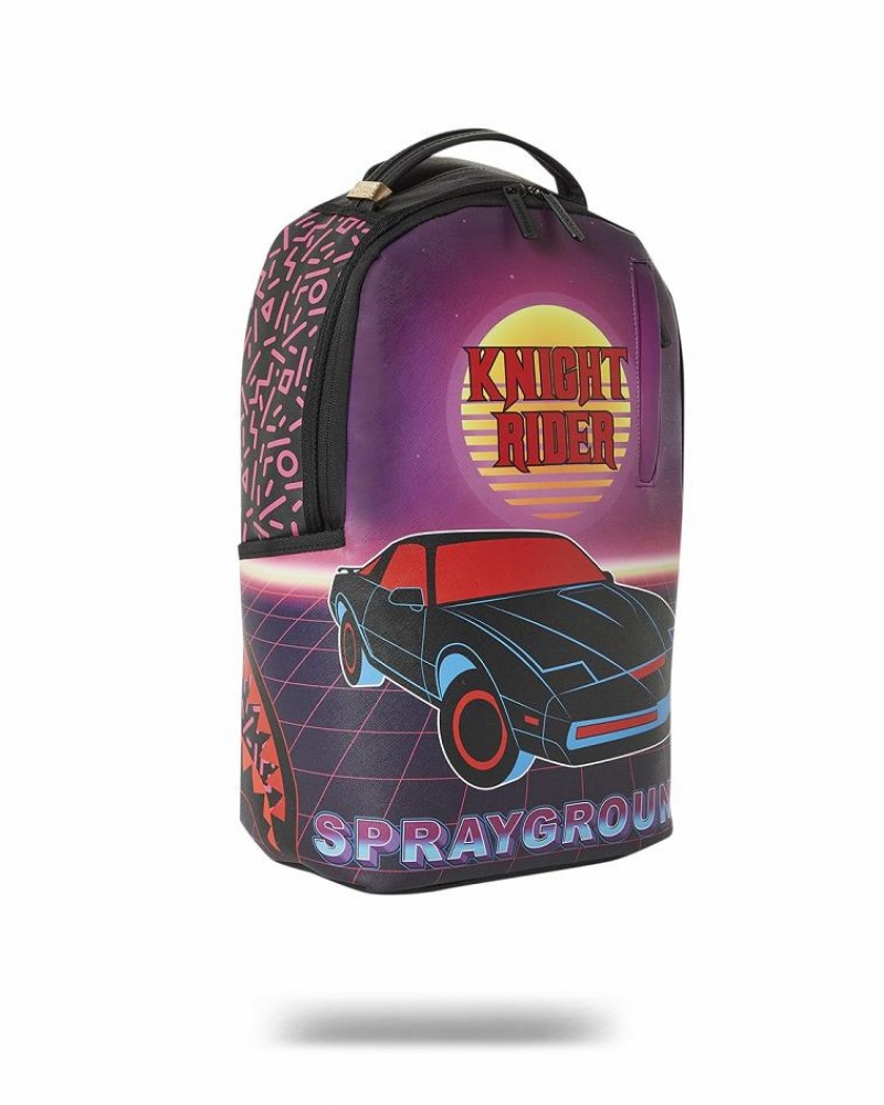 Pink Black Men's Sprayground Knight Rider Backpacks | MSTF76520