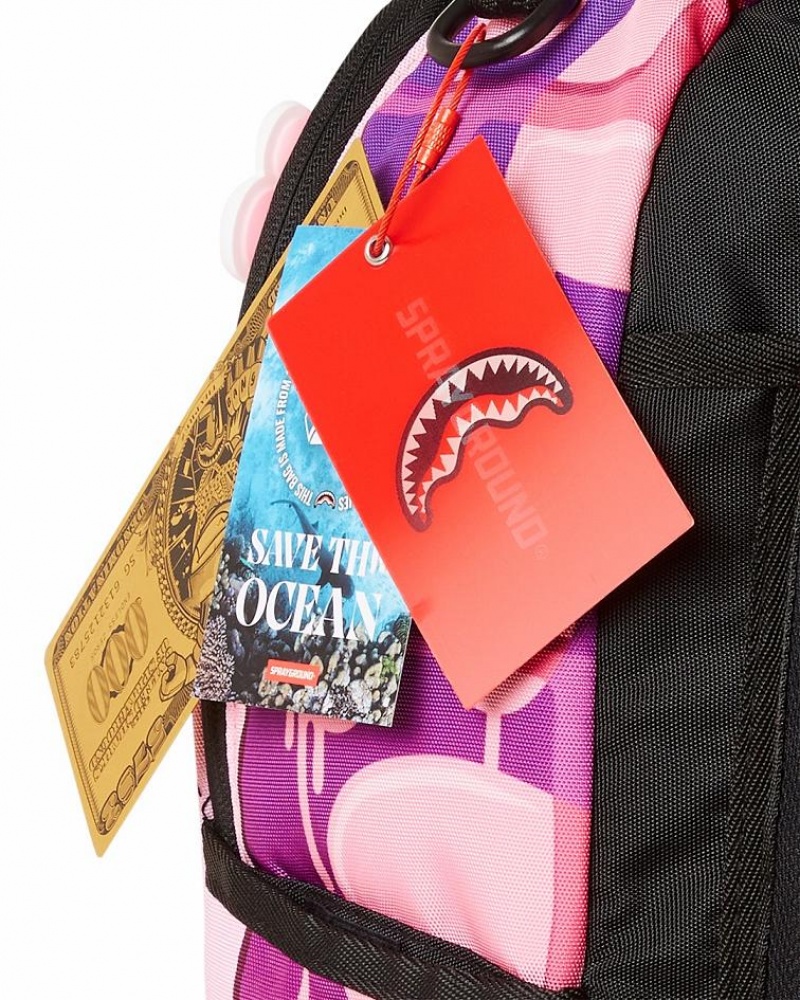 Pink Blue Men's Sprayground Panther Furrrocious Backpacks | YXVJ61809