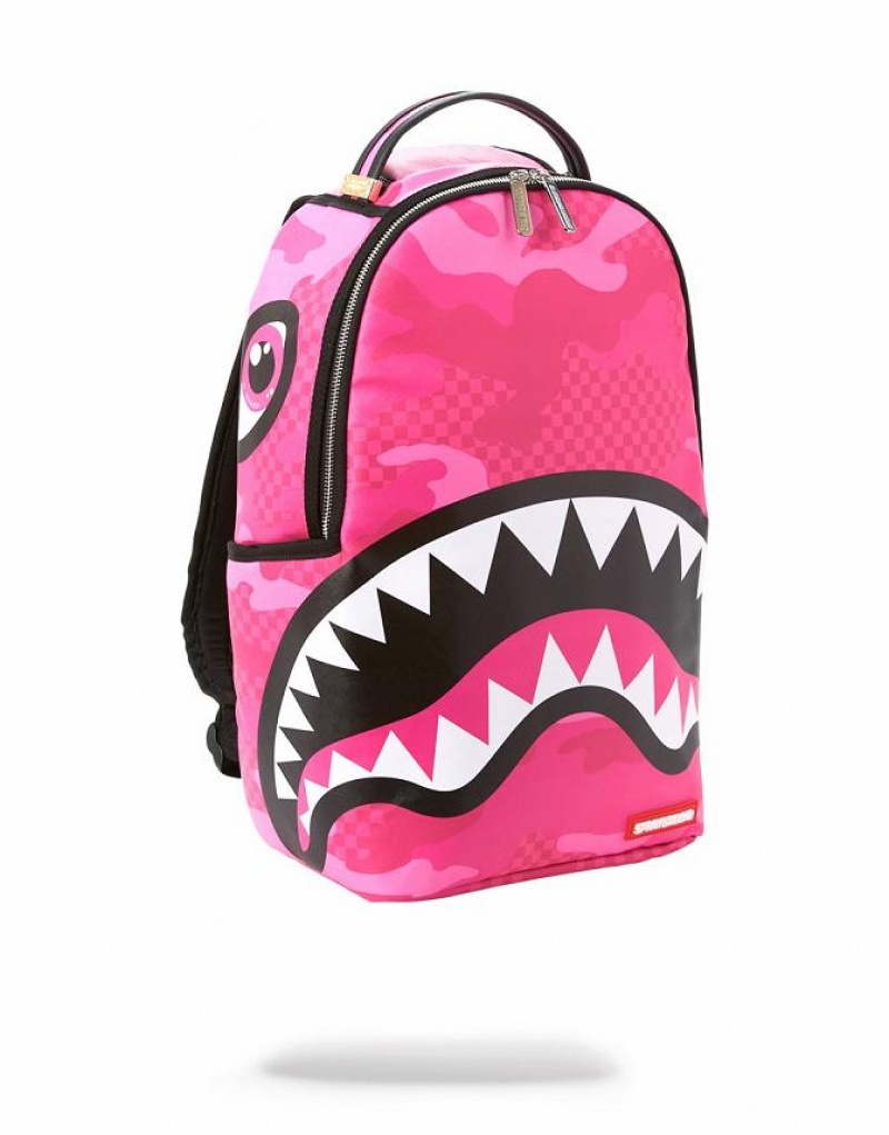 Pink Men's Sprayground Anime Camo Backpacks | ORXY46287