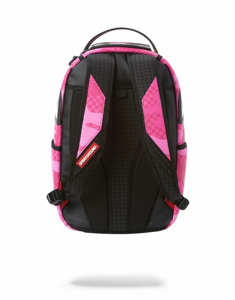 Pink Men's Sprayground Anime Camo Backpacks | ORXY46287