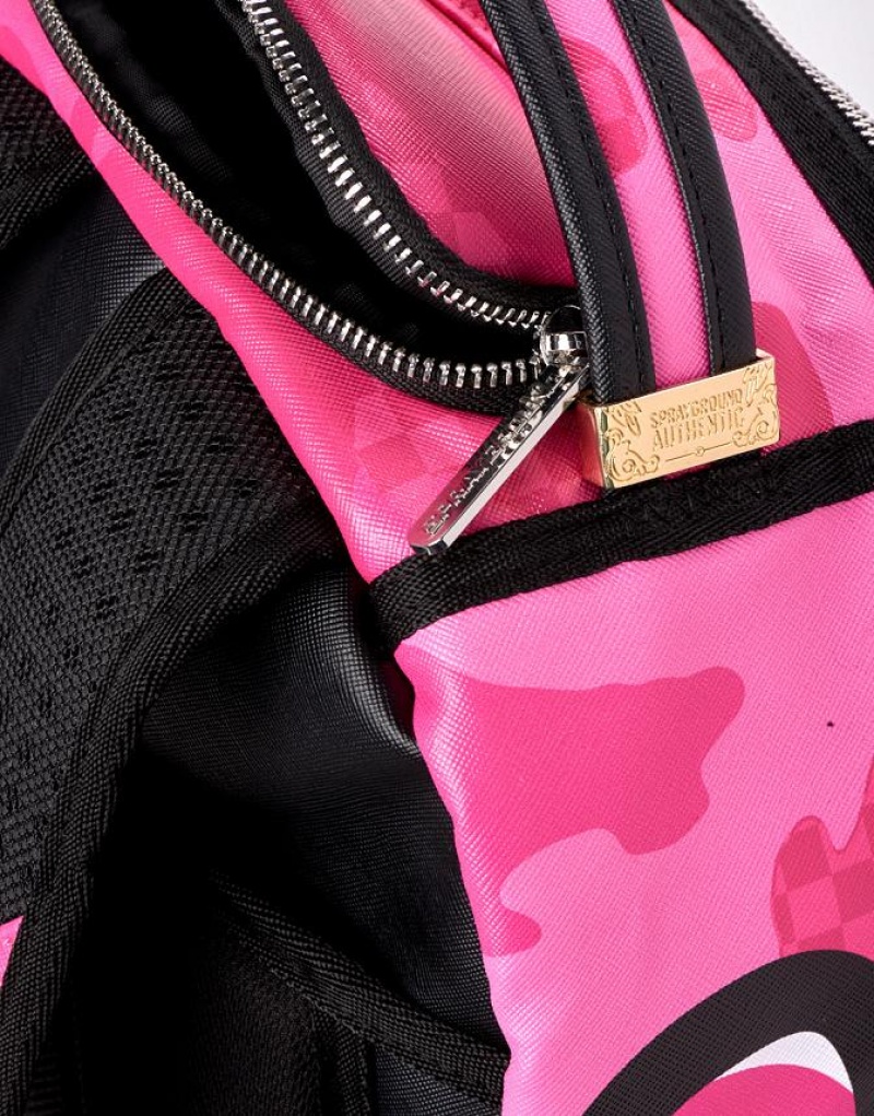 Pink Men's Sprayground Anime Camo Backpacks | ORXY46287