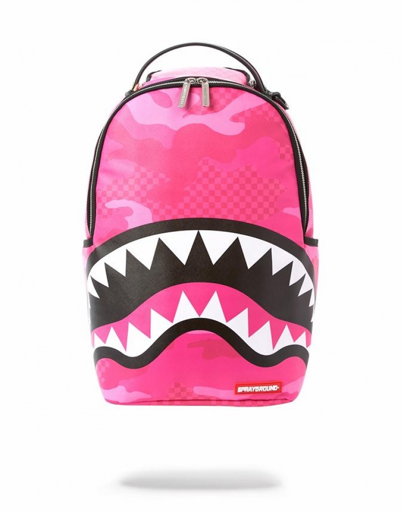 Pink Men\'s Sprayground Anime Camo Backpacks | ORXY46287