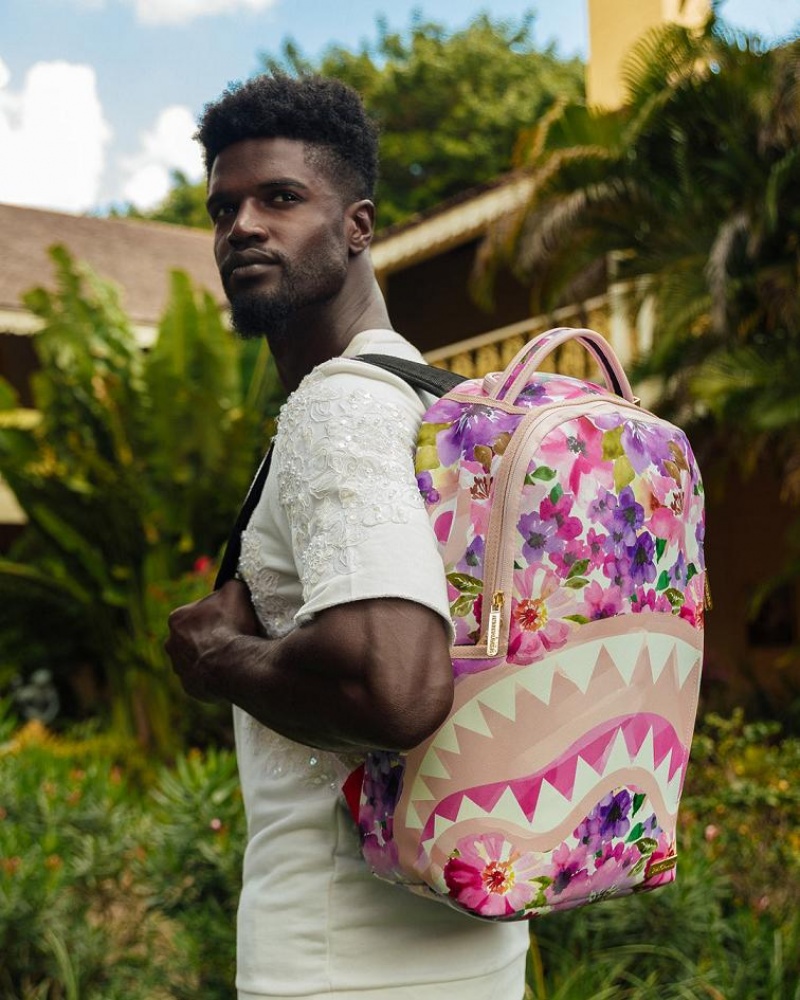 Pink Men's Sprayground Botanic Villa Chilla Backpacks | VNIW73650