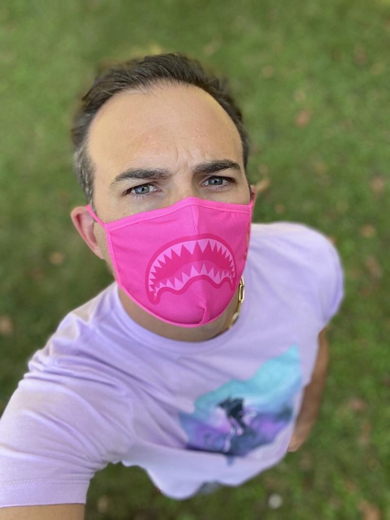 Pink Men's Sprayground Shark Face Masks | BNMG10869