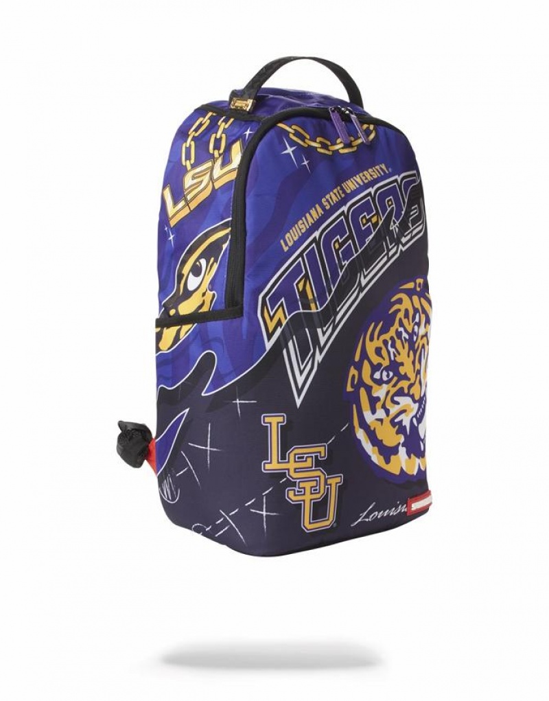 Purple Men's Sprayground Lsu Big Style Backpacks | ALSJ40781