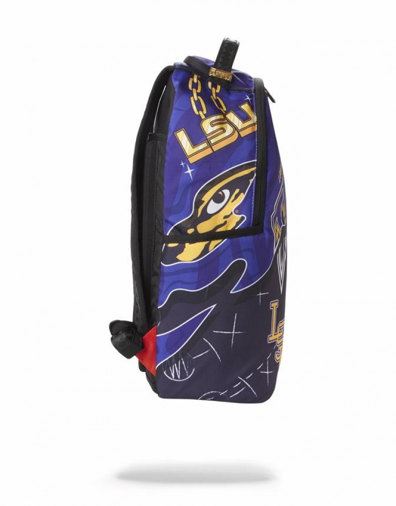 Purple Men's Sprayground Lsu Big Style Backpacks | ALSJ40781