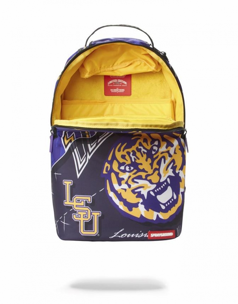 Purple Men's Sprayground Lsu Big Style Backpacks | ALSJ40781