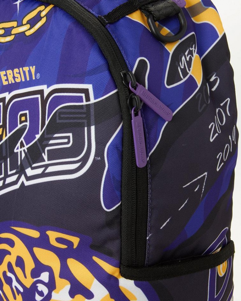 Purple Men's Sprayground Lsu Big Style Backpacks | ALSJ40781