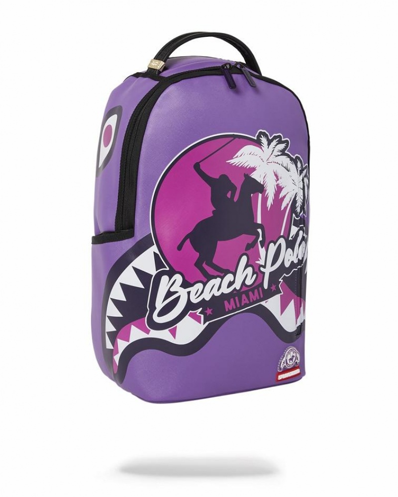 Purple Men's Sprayground Miami Beach Polo Backpacks | JDOY60738