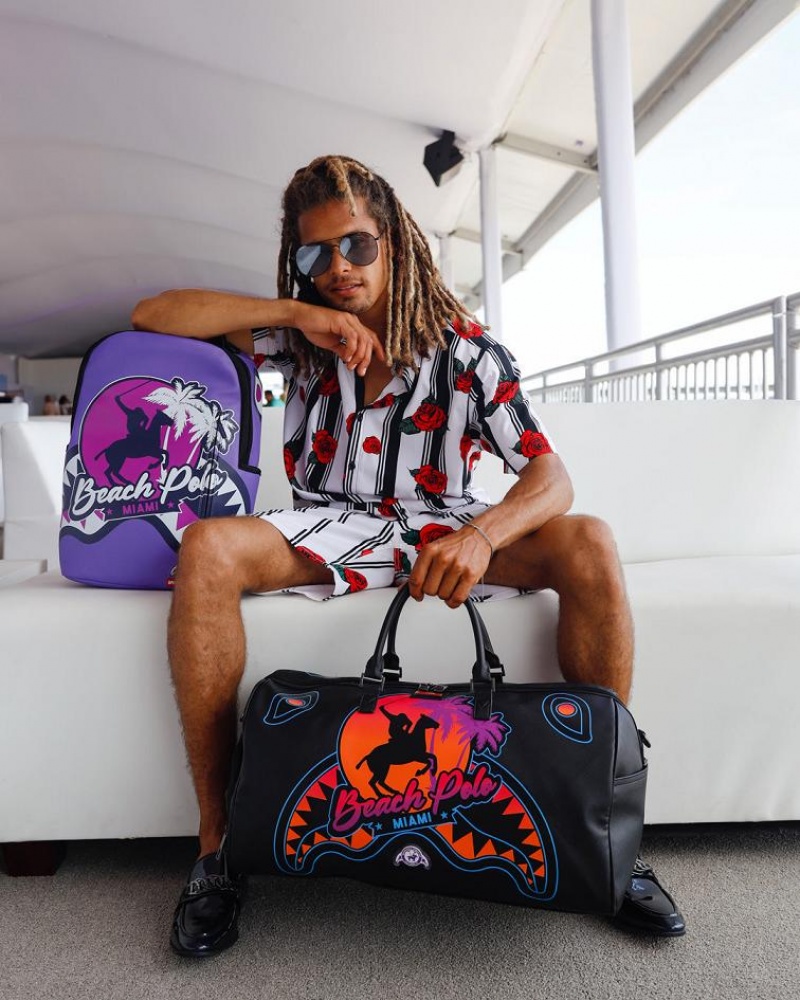 Purple Men's Sprayground Miami Beach Polo Backpacks | JDOY60738